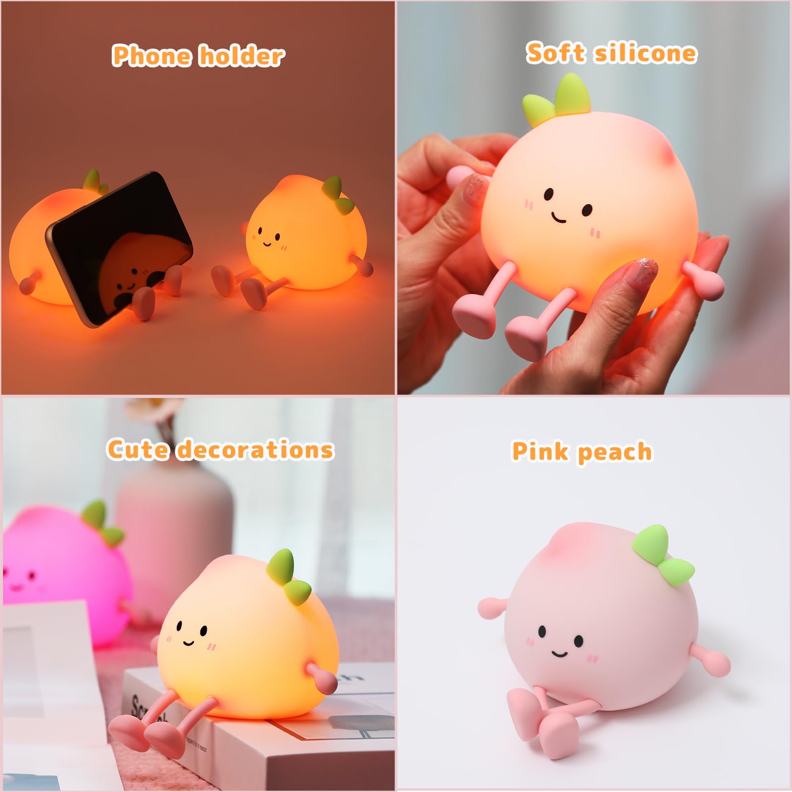 Amazon.com: Night Light for Kids, Cute Peach Soft Silicone Nursery